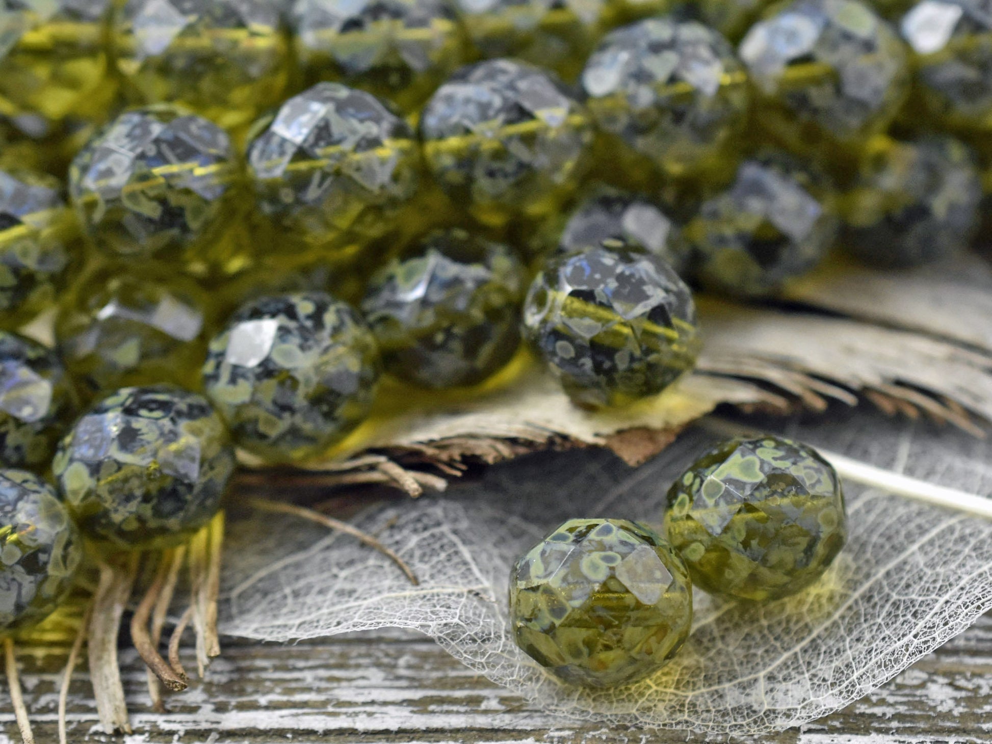 Picasso Beads - Czech Glass Beads - Large Czech Beads - Fire Polished Beads - Round Beads - Chunky Beads - 12mm - 6pcs - (B145)