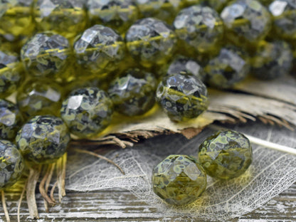 Picasso Beads - Czech Glass Beads - Large Czech Beads - Fire Polished Beads - Round Beads - Chunky Beads - 12mm - 6pcs - (B145)