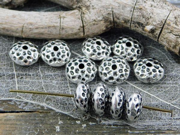 Pewter Beads - Spacer Beads - Rondelle Spacer - Metal Beads - Metal Spacers - Silver Spacers - 5x10mm - 10pcs - (B701)