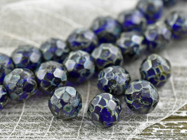 Czech Glass Beads - 10mm Beads - Large Hole Beads - Fire Polished Beads - Round Beads - Faceted Beads - 10pcs - (A136)