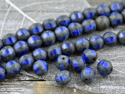 Vintage Czech Glass - Picasso Beads - Czech Glass Beads - Round Beads - Window Cut - Table Cut - 8mm - 10pcs - (858)