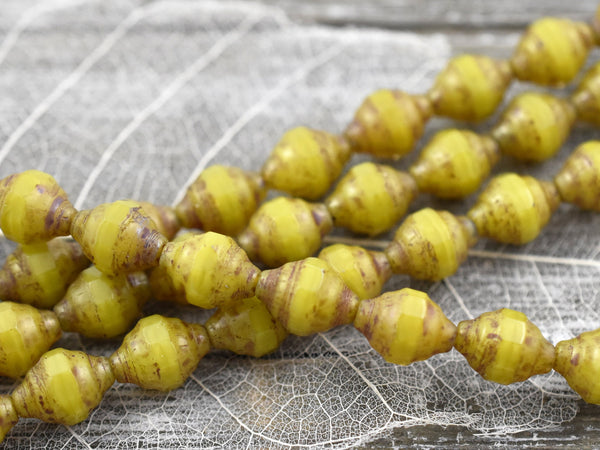 Czech Glass Beads - Picasso Beads -  Turbine Beads - Bicone Beads - Vintage Beads - Cathedral Beads - 11x8mm - 10pcs - (4802)
