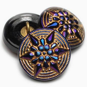 Czech Glass Buttons - Shank Buttons - Artisan Button - Handmade Button - 18mm (163) 1pcs