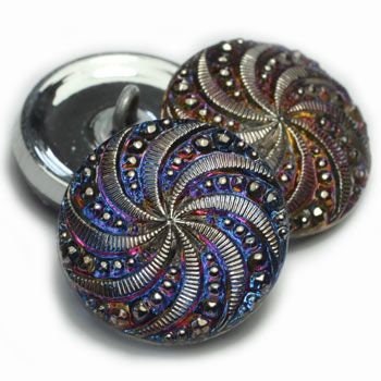 Czech Glass Buttons - Pinwheel Button - Shank Buttons - Artisan Button - Handmade Button - 18mm (1270) 1pcs