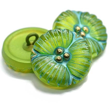 Czech Glass Buttons - Shank Buttons - Artisan Button - Handmade Button - 18mm (1621) 1pcs