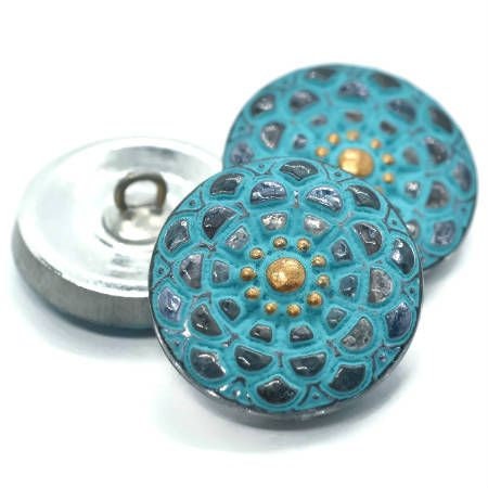 Czech Glass Buttons - Shank Buttons - Artisan Button - Handmade Button - 18mm (211) 1pcs