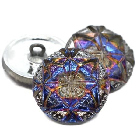 Czech Glass Buttons - Pinwheel Button - Shank Buttons - Artisan Button - Handmade Button - 18mm (2798) 1pcs