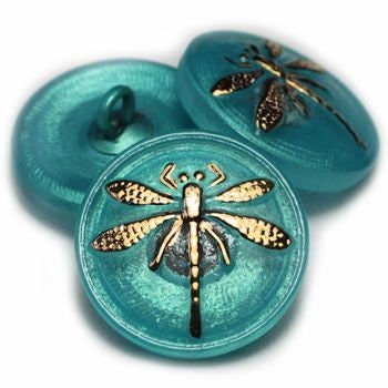 Czech Glass Buttons - Dragonfly Button - Shank Buttons - Artisan Button - Handmade Button - 18mm (2142) 1pcs