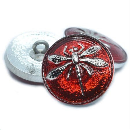 Czech Glass Buttons - Dragonfly Button - Shank Buttons - Artisan Button - Handmade Button - 18mm (2578) 1pcs