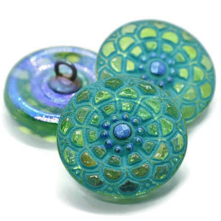 Czech Glass Buttons - Shank Buttons - Artisan Button - Handmade Button - 18mm (2877) 1pcs