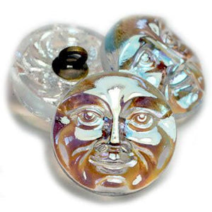 Czech Glass Buttons - Moon Face Button - Shank Buttons - Artisan Button - Handmade Button - 18mm (2053) 1pcs