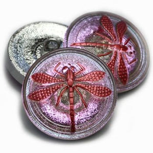 Czech Glass Buttons - Dragonfly Button - Shank Buttons - Artisan Button - Handmade Button - 22mm (607) 1pcs