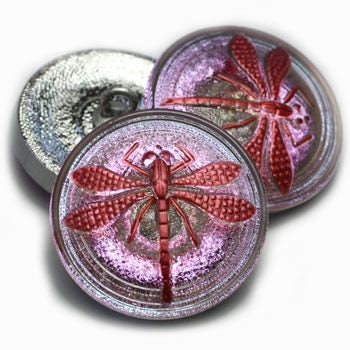 Czech Glass Buttons - Dragonfly Button - Shank Buttons - Artisan Button - Handmade Button - 22mm (607) 1pcs