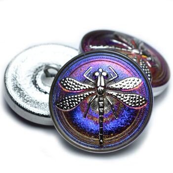 Czech Glass Buttons - Dragonfly Button - Shank Buttons - Artisan Button - Handmade Button - 22mm (1359) 1pcs