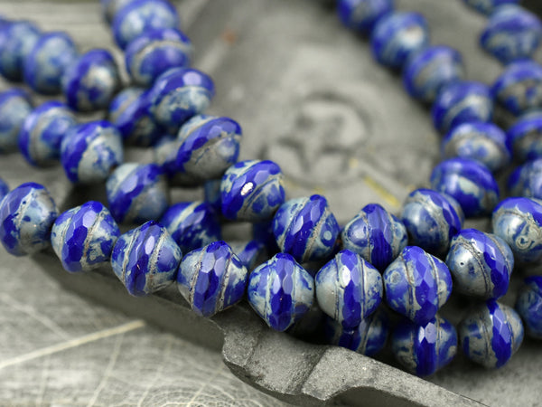 Picasso Beads - Czech Glass Beads - Saturn Beads - Saucer Beads - Large Glass Beads - Cobalt Blue - 10pcs - 11x9mm - (A64)