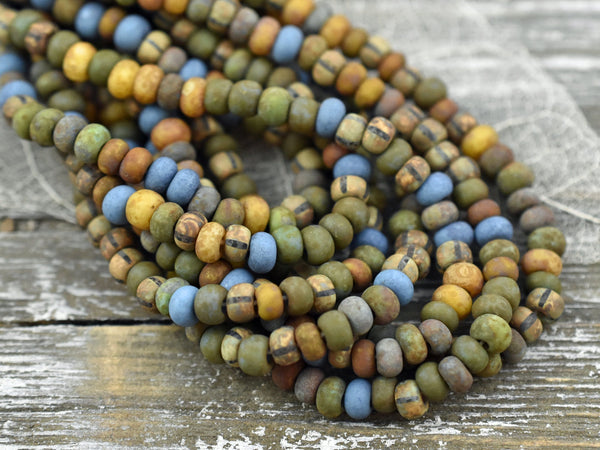 Aged Picasso Beads - Seed Beads - Czech Glass Beads - Size 5 Seed Beads - 5/0 - 10" Strand - (1105)
