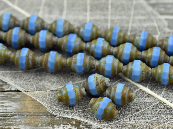 Czech Glass Beads - Picasso Beads -  Turbine Beads - Bicone Beads - Vintage Beads - Cathedral Beads - 11x8mm - 10pcs - (B376)