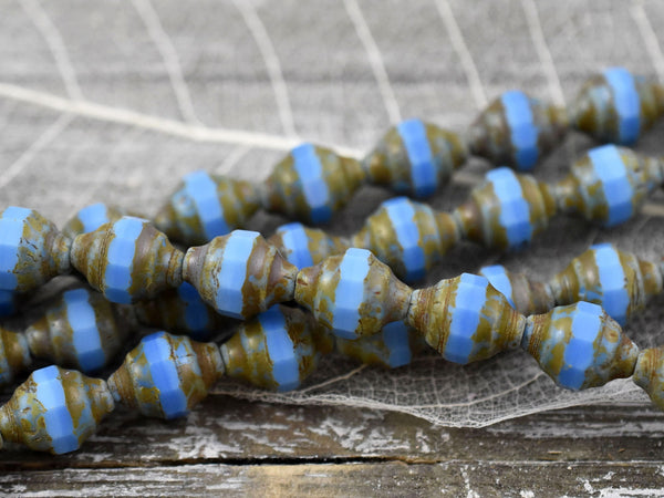 Czech Glass Beads - Picasso Beads -  Turbine Beads - Bicone Beads - Vintage Beads - Cathedral Beads - 11x8mm - 10pcs - (B376)
