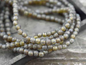 Picasso Beads - Czech Glass Beads - 4mm Beads - Round Beads - 4mm Druks - Druk Beads - 50pcs - (2990)