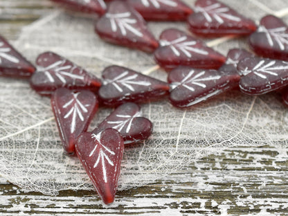 Heart Beads - Czech Glass Beads - Red Heart Beads - Valentines Beads - Heart Charm - 17x11mm - 8pcs (A608)