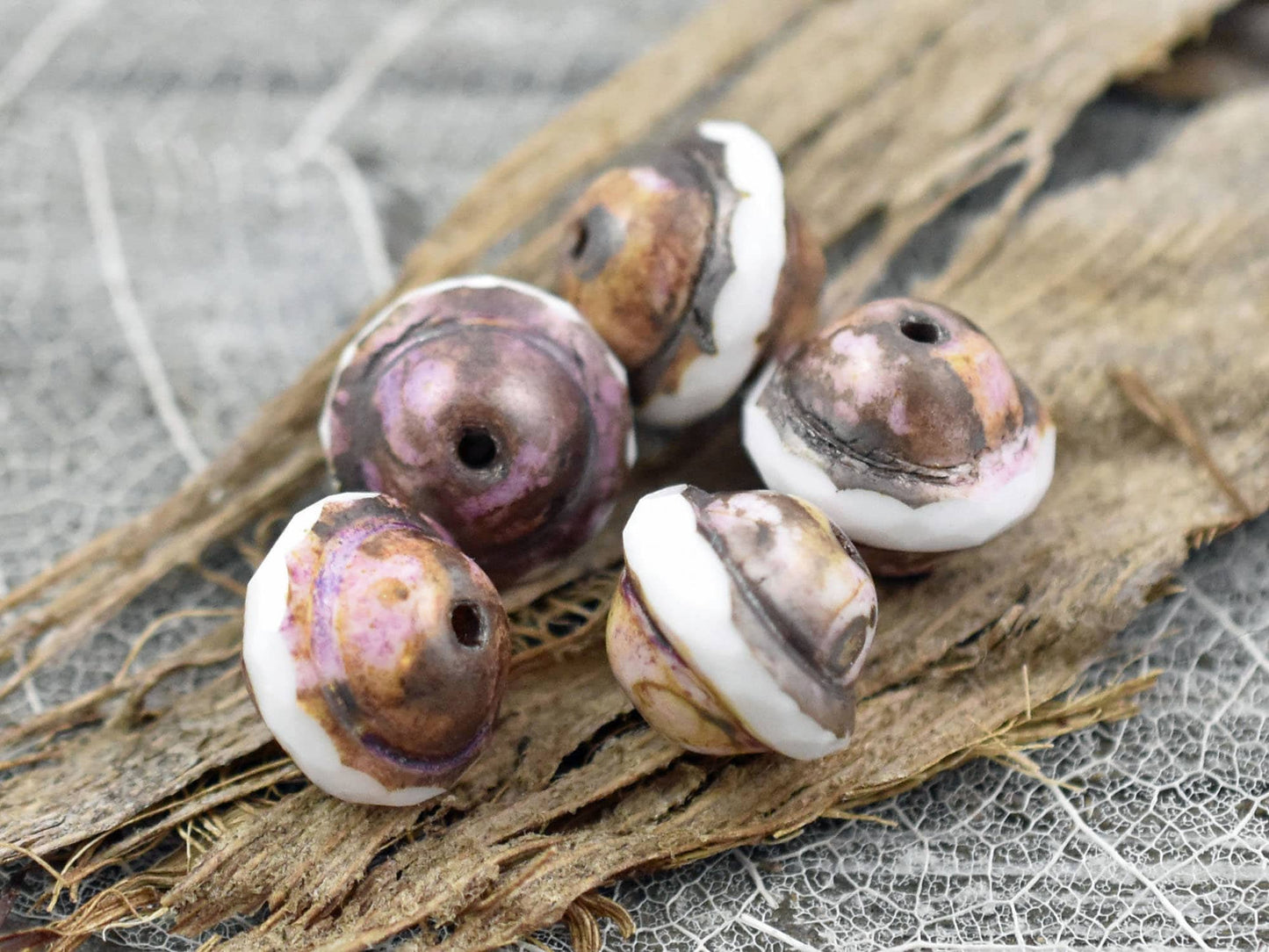 Picasso Beads - Czech Glass Beads - Vintage Beads - Large Glass Beads - Saturn Beads - 21pcs - 8x10mm - (B186)