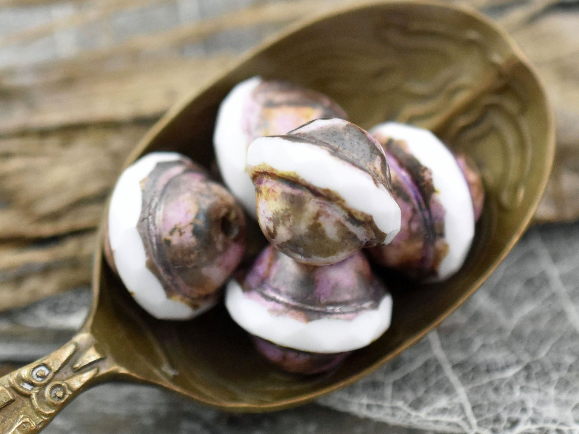 Picasso Beads - Czech Glass Beads - Vintage Beads - Large Glass Beads - Saturn Beads - Saucer Beads - 10pcs - 11x9mm - (4627)