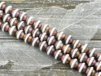 Picasso Beads - Czech Glass Beads - Vintage Beads - Large Glass Beads - Saturn Beads - Saucer Beads - 10pcs - 11x9mm - (4627)