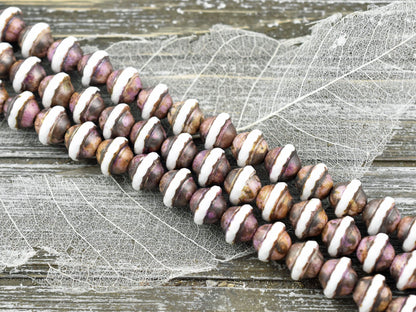 Picasso Beads - Czech Glass Beads - Vintage Beads - Large Glass Beads - Saturn Beads - 21pcs - 8x10mm - (B186)