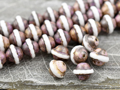 Picasso Beads - Czech Glass Beads - Vintage Beads - Large Glass Beads - Saturn Beads - Saucer Beads - 10pcs - 11x9mm - (4627)