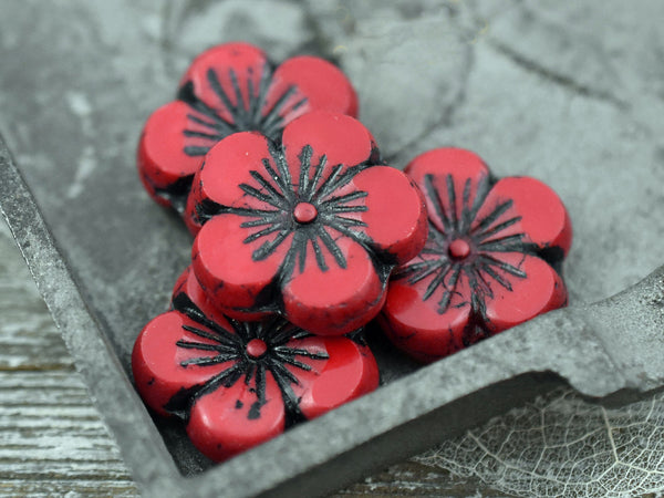 Hibiscus Beads - Picasso Beads - Czech Glass Beads - Flower Beads - Hawaiian Flower Beads - Czech Flowers - 21mm - (649)