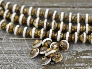 Picasso Beads - Czech Glass Beads - Saturn Beads - Saucer Beads - Vintage Czech Glass - 28pcs - 8x10mm - (5064)