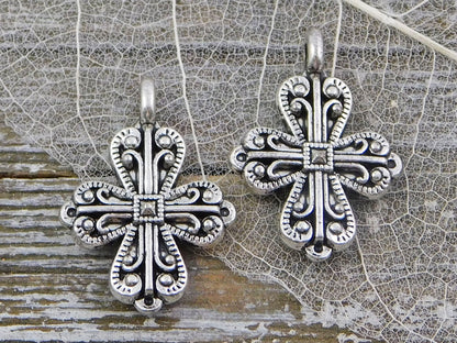 Cross Pendant - Cross Charms - Religious Charms - Catholic Charms - 2pcs - Choose Your Color
