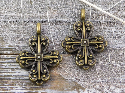 Cross Pendant - Cross Charms - Religious Charms - Catholic Charms - 2pcs - Choose Your Color
