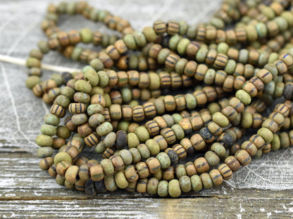 Aged Picasso Beads - Seed Beads - Czech Glass Beads - Size 4 Seed Beads - 5/0 - 10" Strand - (2431)