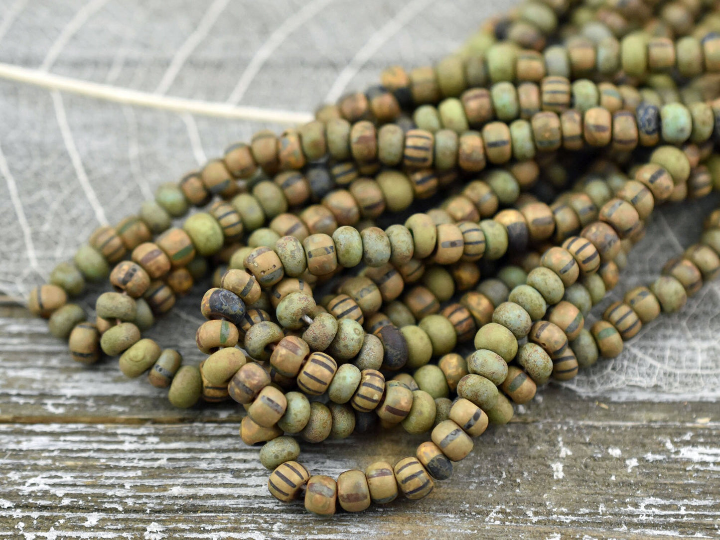 Aged Picasso Beads - Seed Beads - Czech Glass Beads - Size 4 Seed Beads - 5/0 - 10" Strand - (2431)