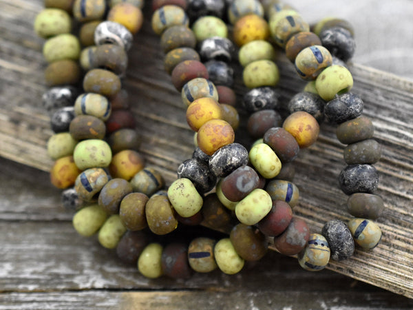 Aged Picasso Beads - Large Seed Beads - Picasso Beads - Size 2 Beads - Large Hole Beads - 10" Strand (A386)
