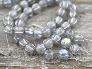 Czech Glass Beads - Melon Beads - Large Hole Beads - 3mm Hole Beads - 8mm Beads - Round Beads - 10pcs - (A389)