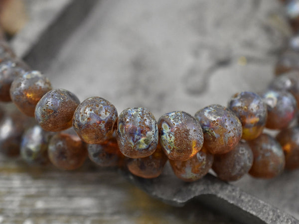 Picasso Beads - Czech Glass Beads - Vintage Czech Glass - Nugget Beads - Organic Beads - 10x8x7mm - 12pcs - (4789)