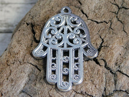 *2* 35x24mm Antique Silver Hamsa Hand Pendants