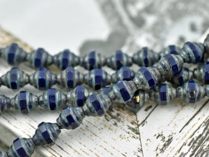 Czech Glass Beads - Picasso Beads - Turbine Beads - Navy Blue - Blue Beads - Cathedral Beads - 7x6mm - 15pcs (B915)