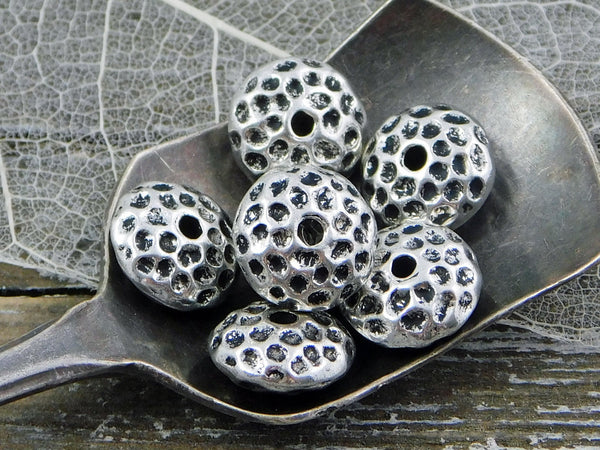 Pewter Beads - Spacer Beads - Rondelle Spacer - Metal Beads - Metal Spacers - Silver Spacers - 5x10mm - 10pcs - (B701)