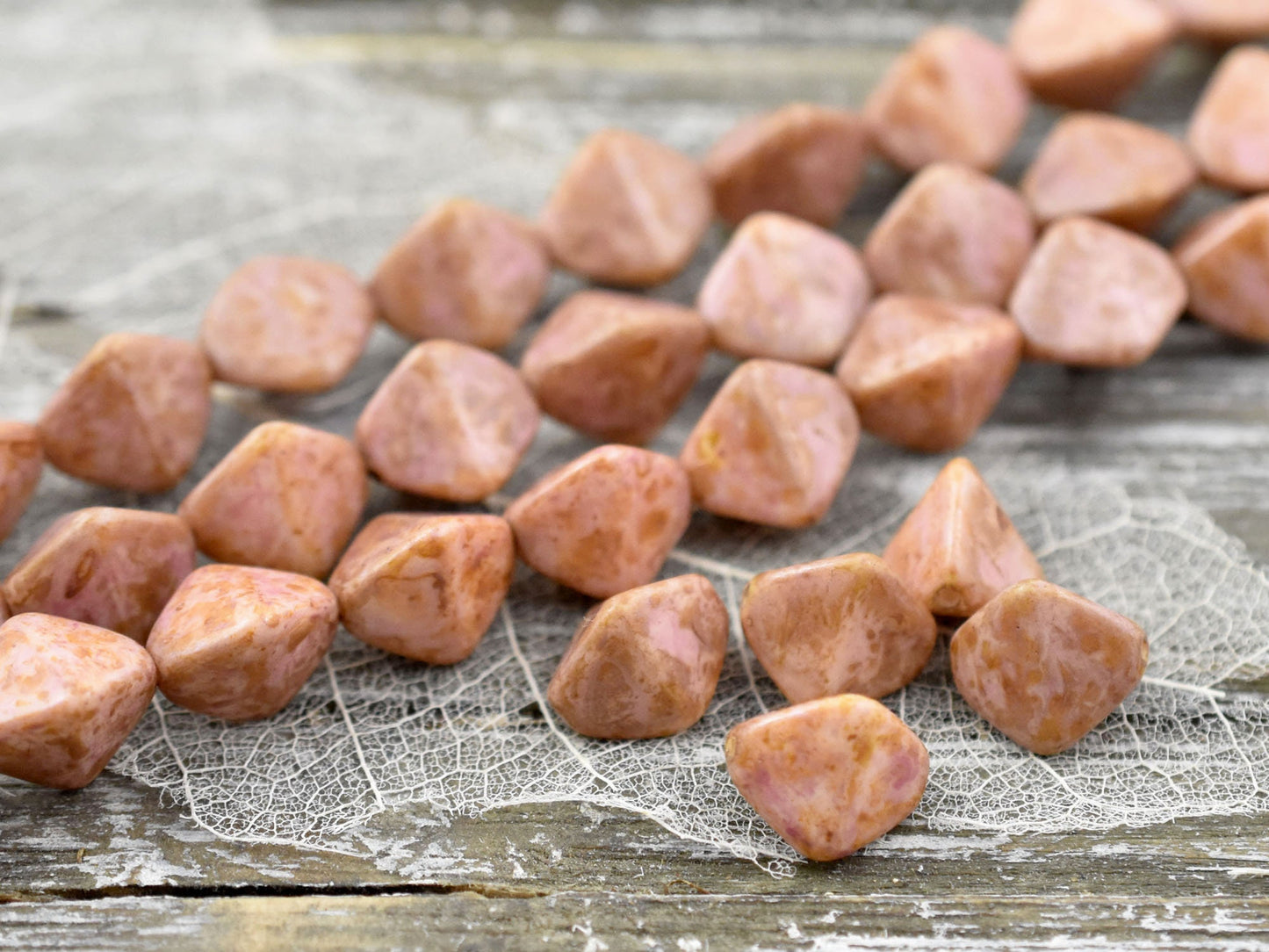 Large Pinch Beads - Picasso Beads - Czech Glass Beads - Vintage Beads - Chunky Beads - 11mm - 10pcs (4723)