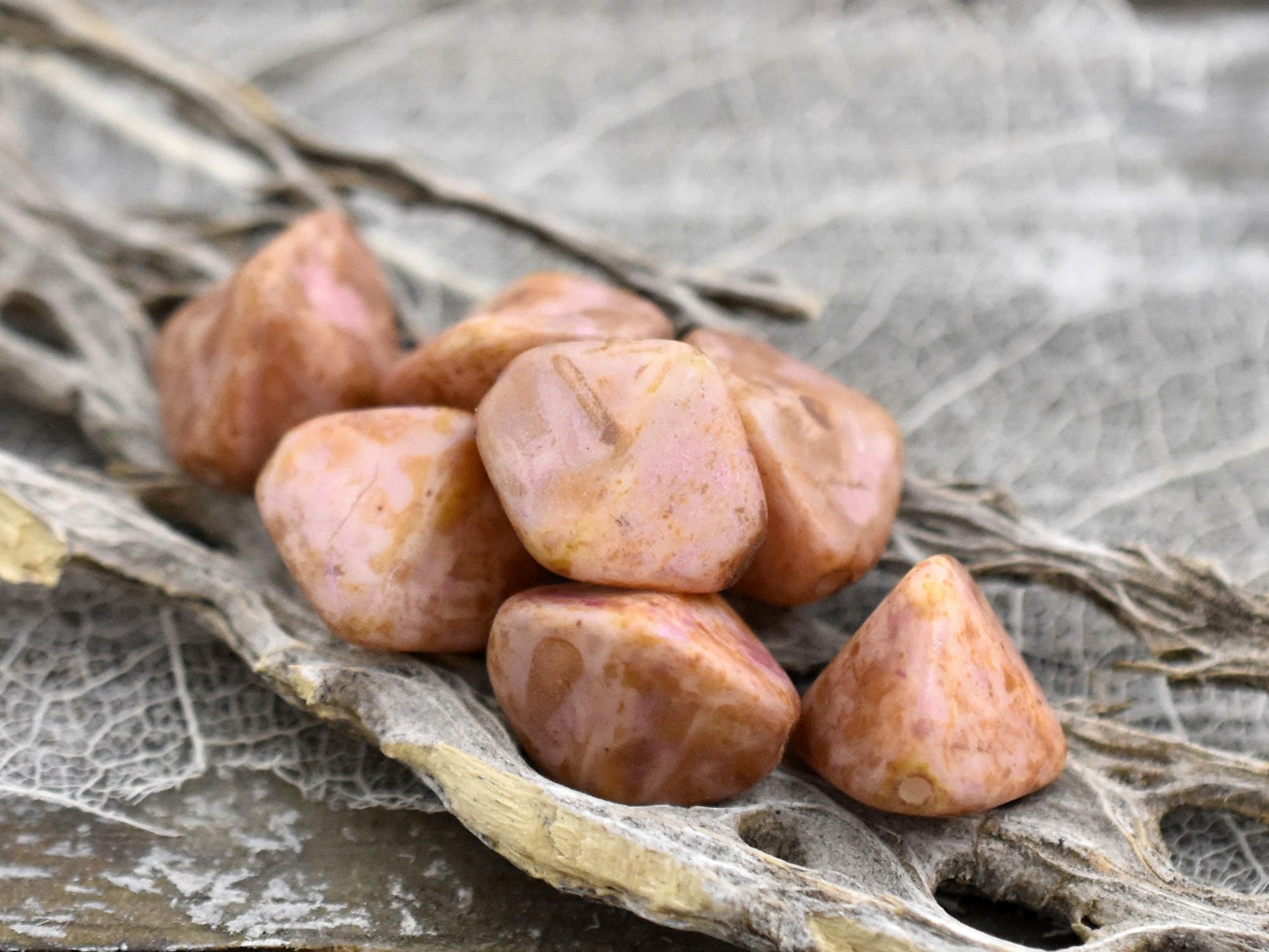 Large Pinch Beads - Picasso Beads - Czech Glass Beads - Vintage Beads - Chunky Beads - 11mm - 10pcs (4723)