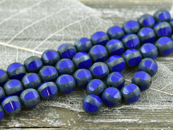 Picasso Beads - Czech Glass Beads - Vintage Beads - Round Beads - Window Cut - Table Cut - 8mm - 10pcs - (3971)