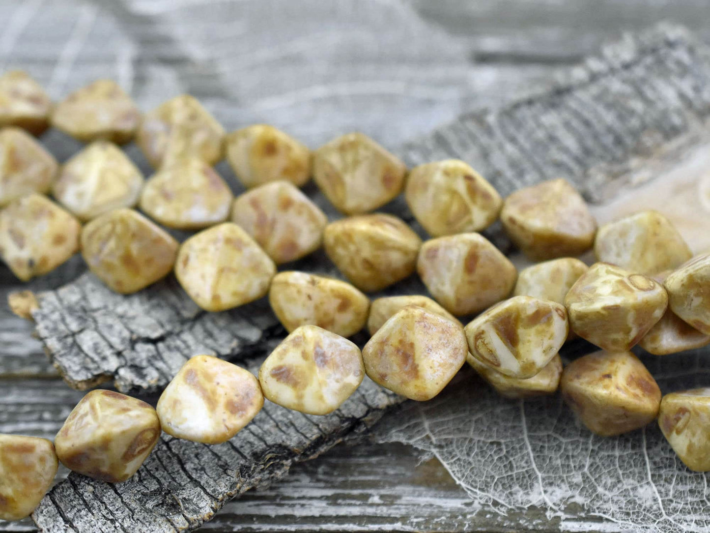 Pinch Beads - Czech Picasso Beads - Czech Glass Beads - Oval Beads - Chunky Beads - Bohemian Beads - 10pcs (1766)