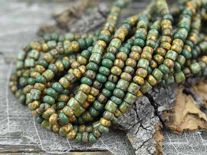 Picasso Seed Beads - Aged Picasso Beads - Czech Glass Beads - Size 6 Seed Beads - 6/0 - 9" Strand - (A365)