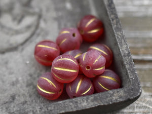 Melon Beads - Czech Glass Beads - Round Beads - Bohemian Beads - Picasso Beads - 8mm - 15pcs - (B417)