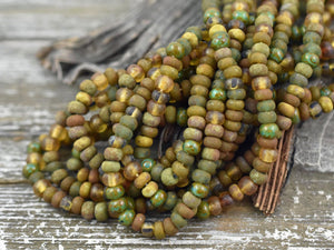 Aged Picasso Beads - Seed Beads - Czech Glass Beads - Size 5 Seed Beads - 5/0 - 10" Strand - (B576)