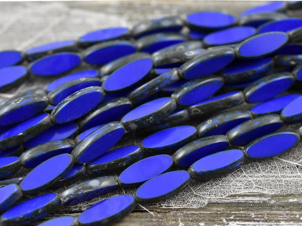 Czech Picasso Beads - Czech Glass Beads - Spindle Beads - Marquise Beads - Oval Beads - 16x6mm - 8pcs (3368)