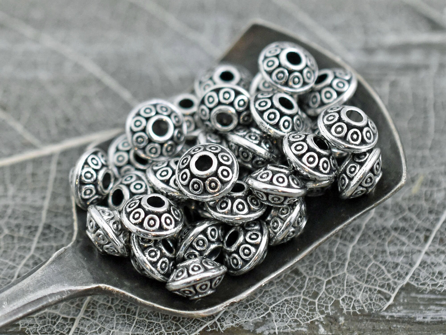 *100* 4x7mm Antique Silver Saucer Rondelle Spacer Beads